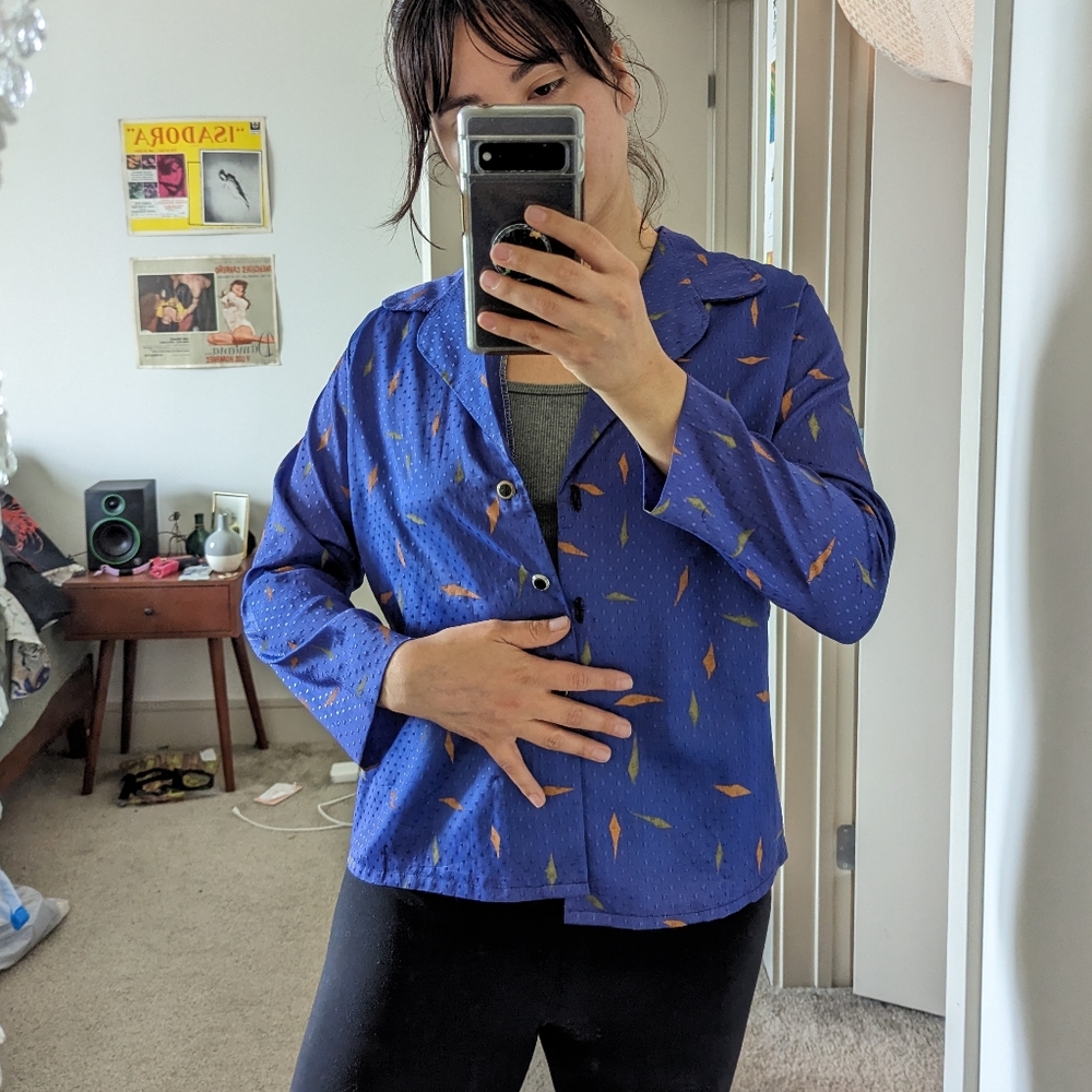 Purple Blue Geometric Button Down